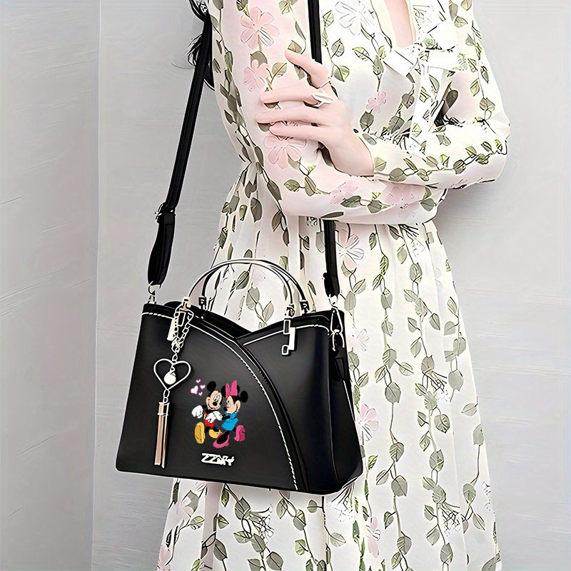 Pixor 1pc Disney Mickey and Minnie Cartoon Print Shoulder Bag