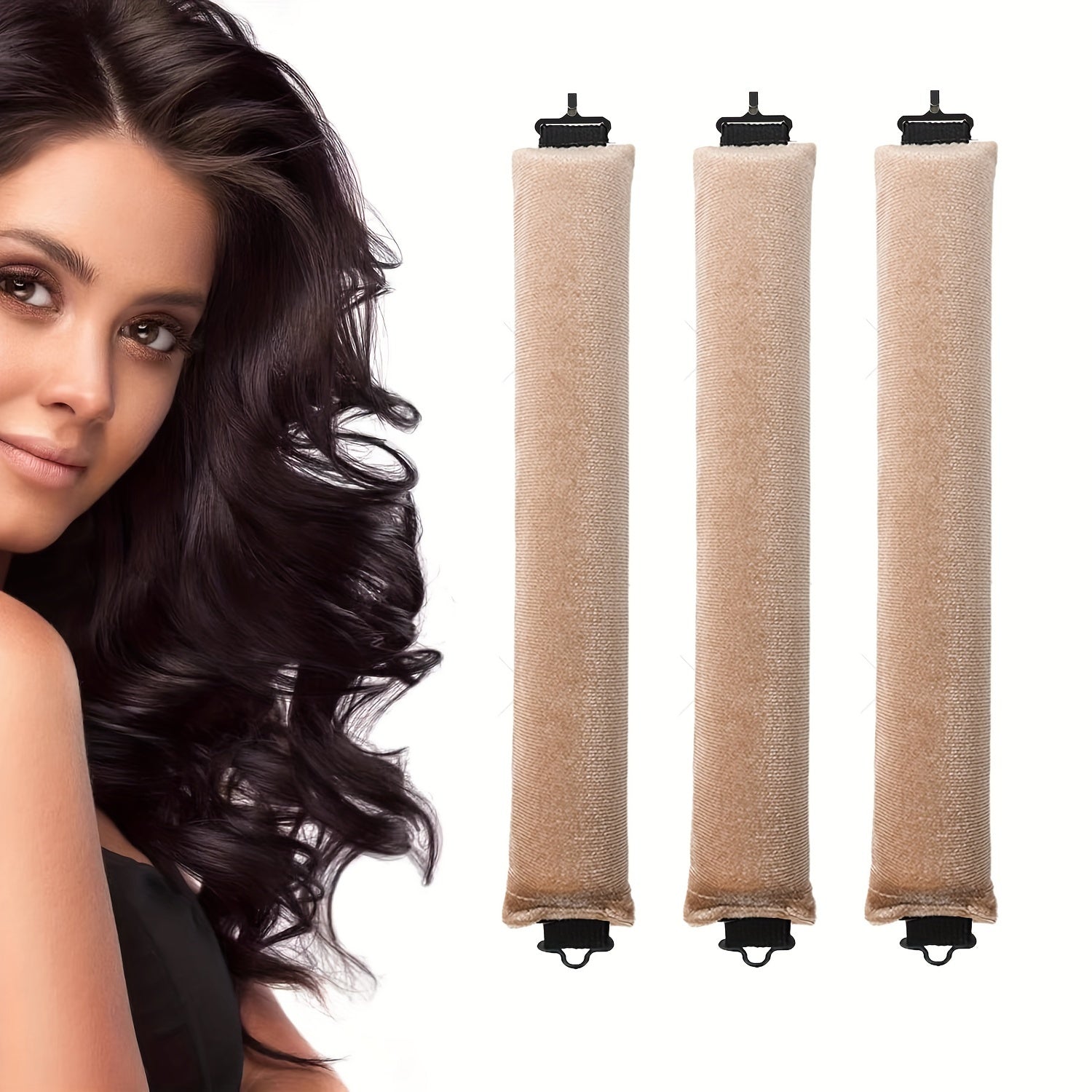 Pixor Plush Heatless Curling Rods - 3 Thickened Pieces Set with Hooks Sleep-Friendly Hair Styling Kit for Big Waves, Bedtime Curls, Voluminous Waves