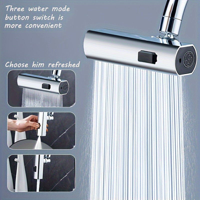 Pixor Multi-Function Faucet Adapter with 3-Speed Waterfall Flow, Rotatable Spray Head