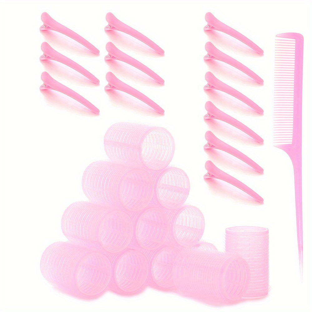 Pixor 25pcs Self-Adhesive Curling Iron and Clip Set, Including 12 Curling Irons and 12 Duckbill Clip Curling Irons And Comb