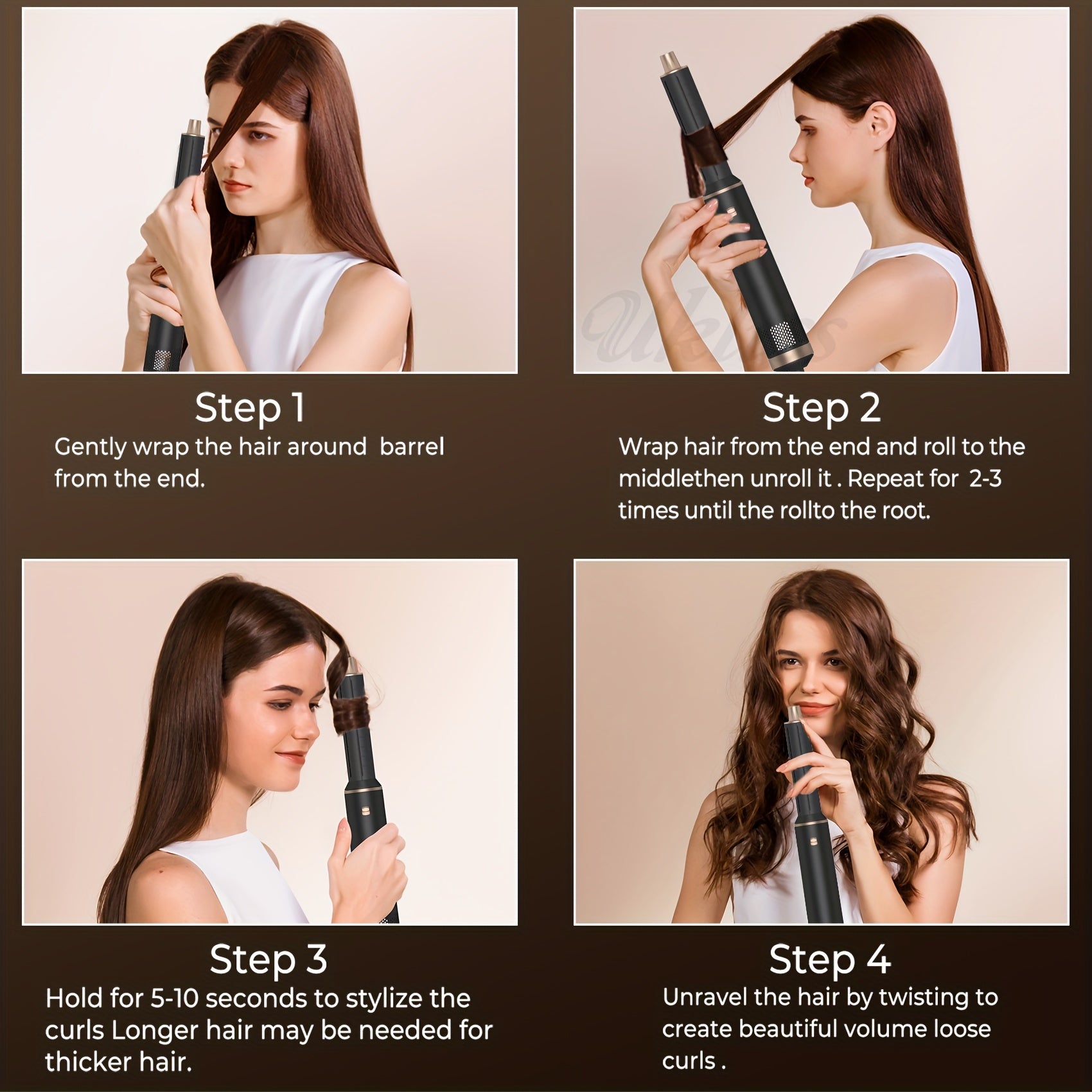Pixor 5-in-1 Hot Air Styling Set: High-Speed Hair Dryer, Automatic Curling Wand & Straightening Brush