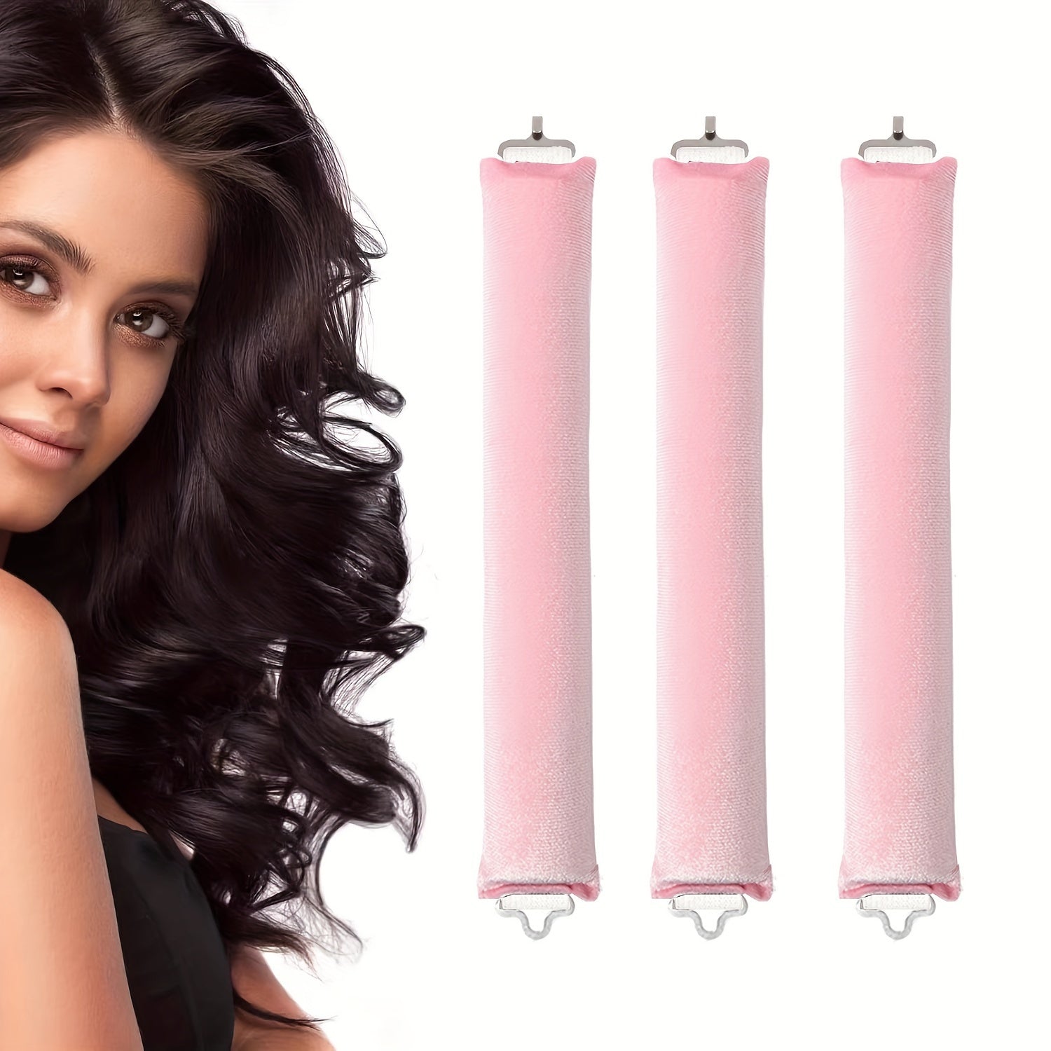 Pixor Plush Heatless Curling Rods - 3 Thickened Pieces Set with Hooks Sleep-Friendly Hair Styling Kit for Big Waves, Bedtime Curls, Voluminous Waves