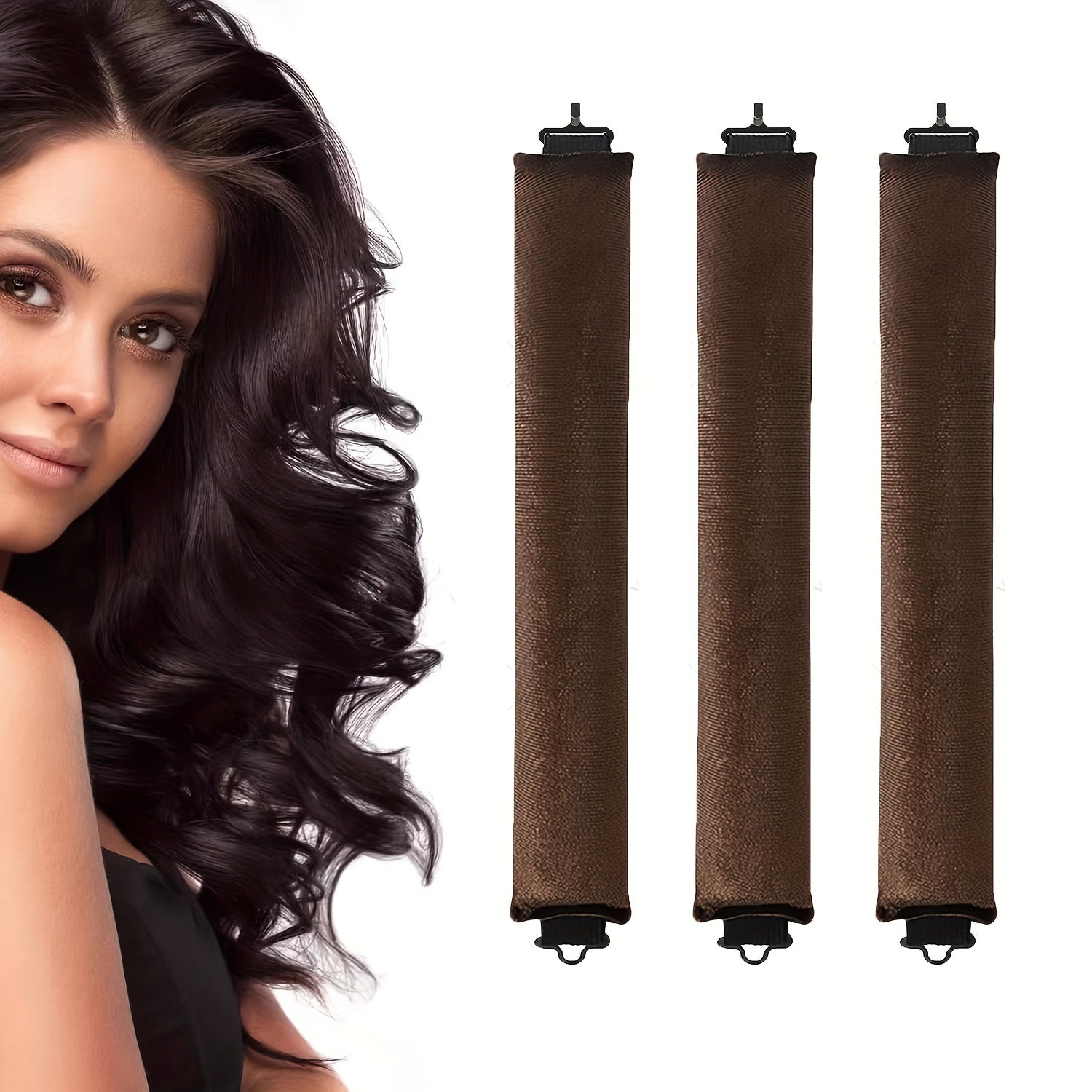 Pixor Plush Heatless Curling Rods - 3 Thickened Pieces Set with Hooks Sleep-Friendly Hair Styling Kit for Big Waves, Bedtime Curls, Voluminous Waves
