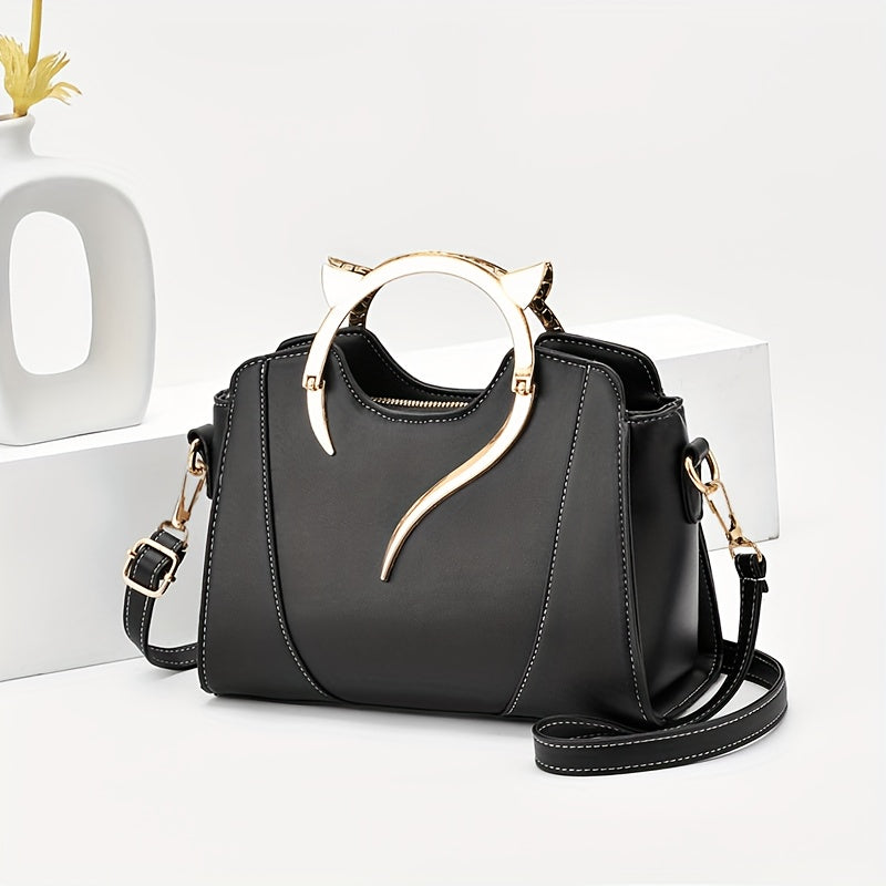 Pixor Classic Women's All-Match Elegant Tote Satchel Bag with Cat Ear Design Top Handles