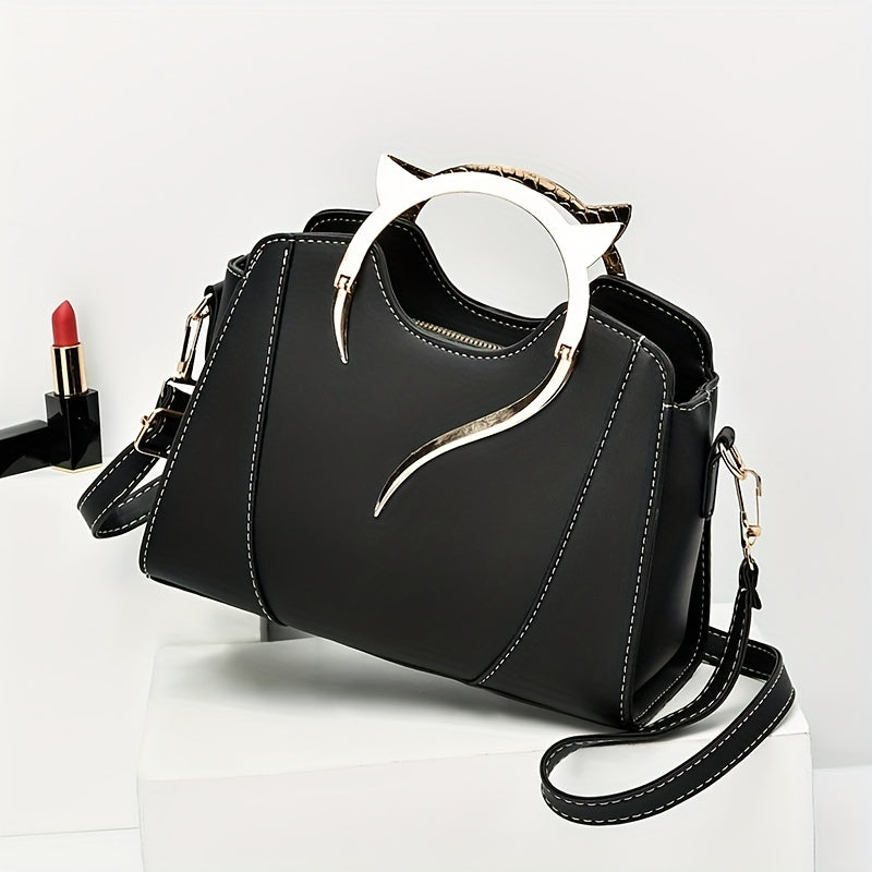Pixor Classic Women's All-Match Elegant Tote Satchel Bag with Cat Ear Design Top Handles