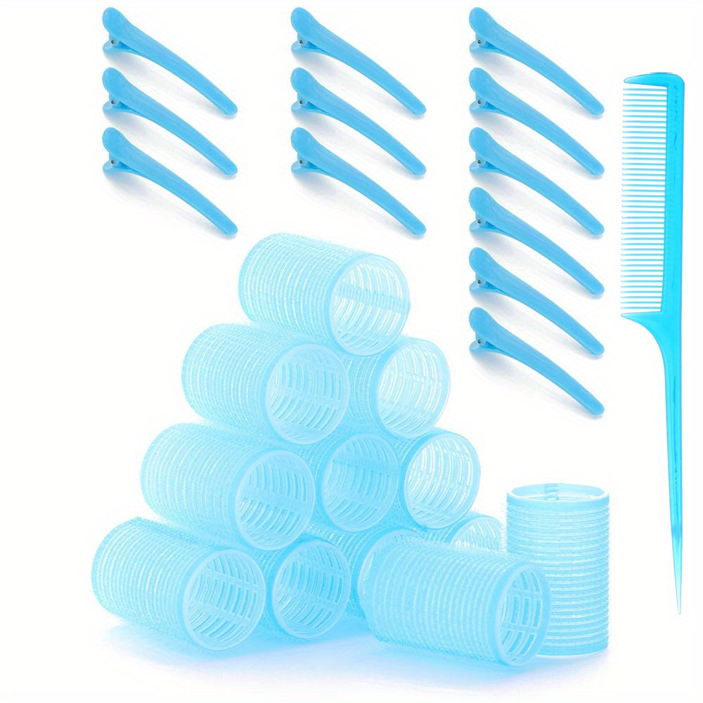 Pixor 25pcs Self-Adhesive Curling Iron and Clip Set, Including 12 Curling Irons and 12 Duckbill Clip Curling Irons And Comb