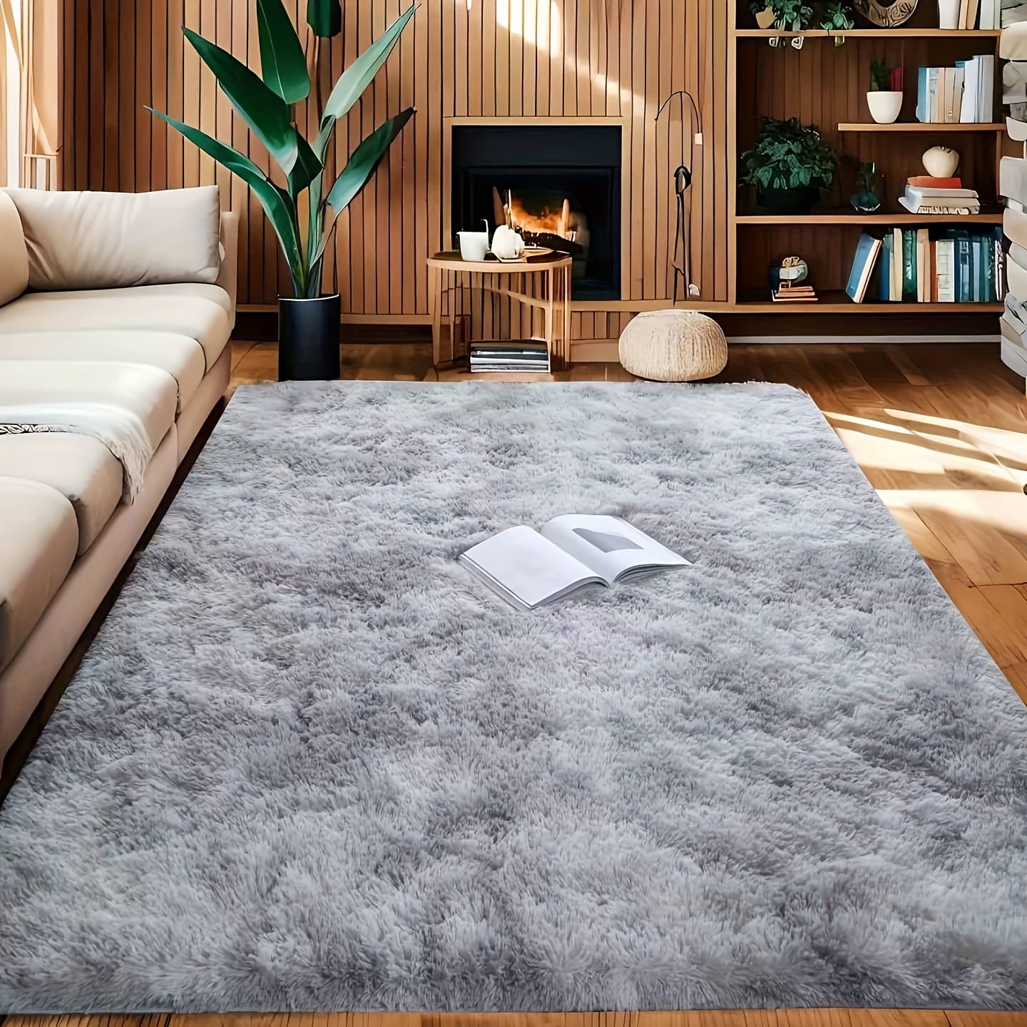 Pixor A Large Area Rug in The Living Room, Featuring a Tie-Dye Design with a Fluffy Texture