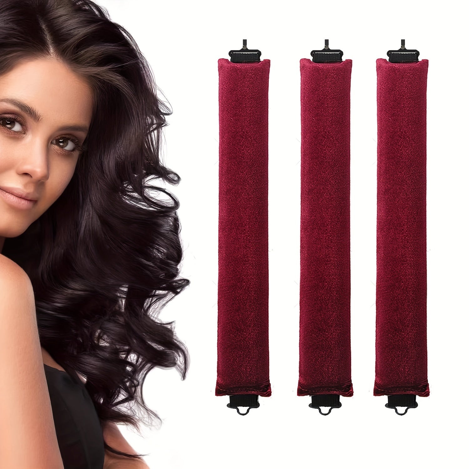 Pixor Plush Heatless Curling Rods - 3 Thickened Pieces Set with Hooks Sleep-Friendly Hair Styling Kit for Big Waves, Bedtime Curls, Voluminous Waves