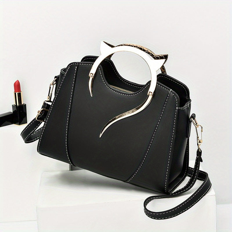 Pixor Classic Women's All-Match Elegant Tote Satchel Bag with Cat Ear Design Top Handles