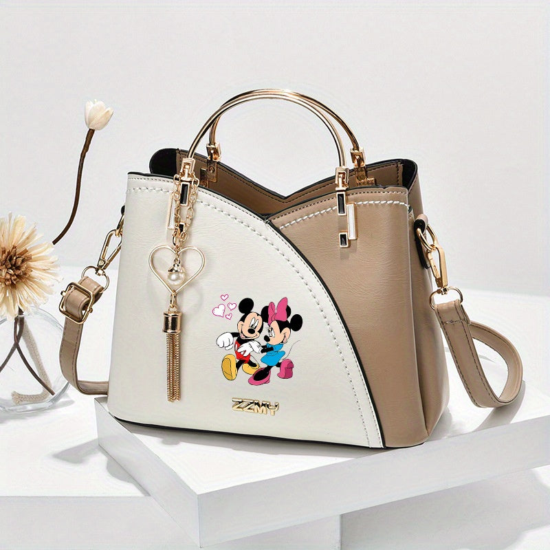 Pixor 1pc Disney Mickey and Minnie Cartoon Print Shoulder Bag