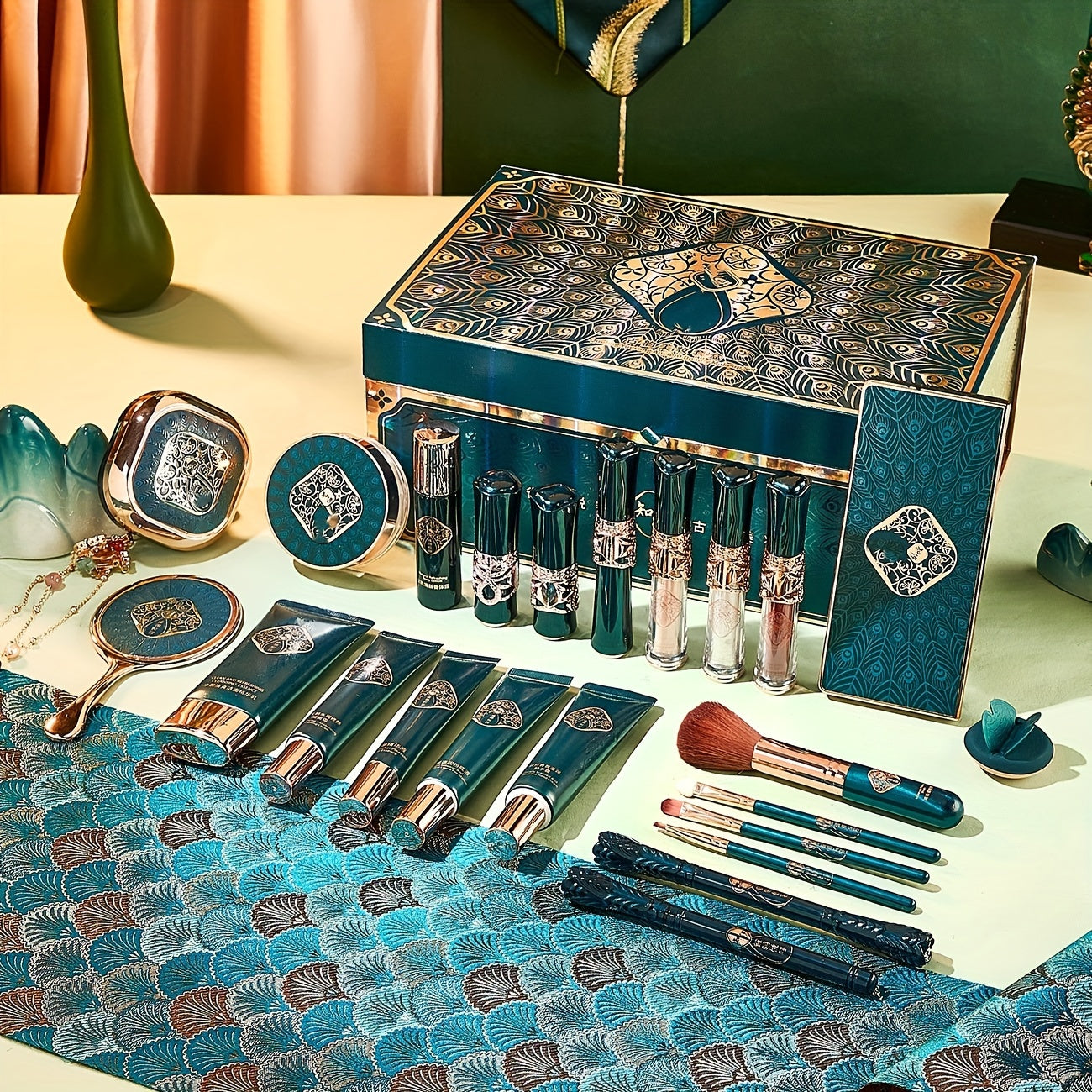 Pixor High End Luxury Makeup And Skincare Gift Box Set Of 23pcs, Complete Set Of Skincare, Makeup And Beauty Tools