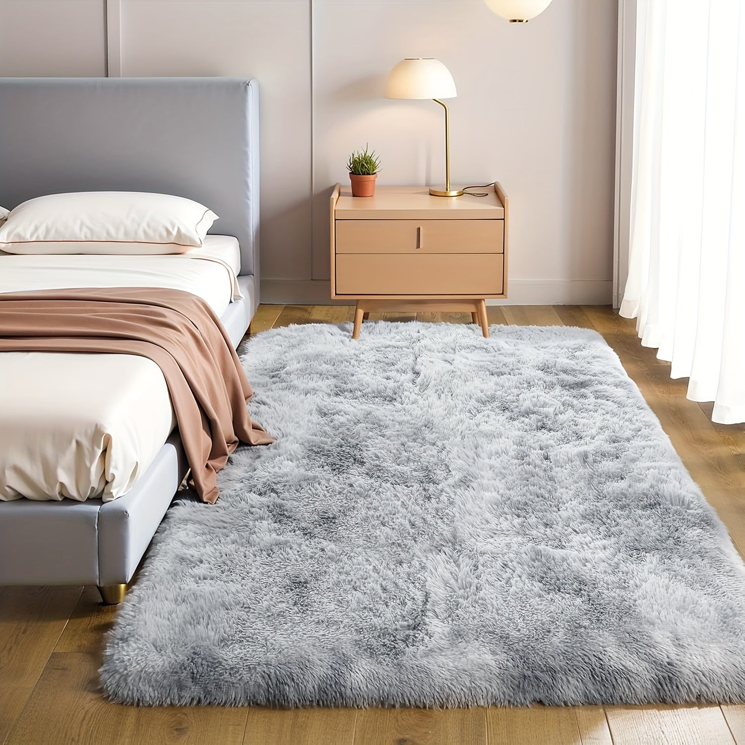Pixor A Large Area Rug in The Living Room, Featuring a Tie-Dye Design with a Fluffy Texture