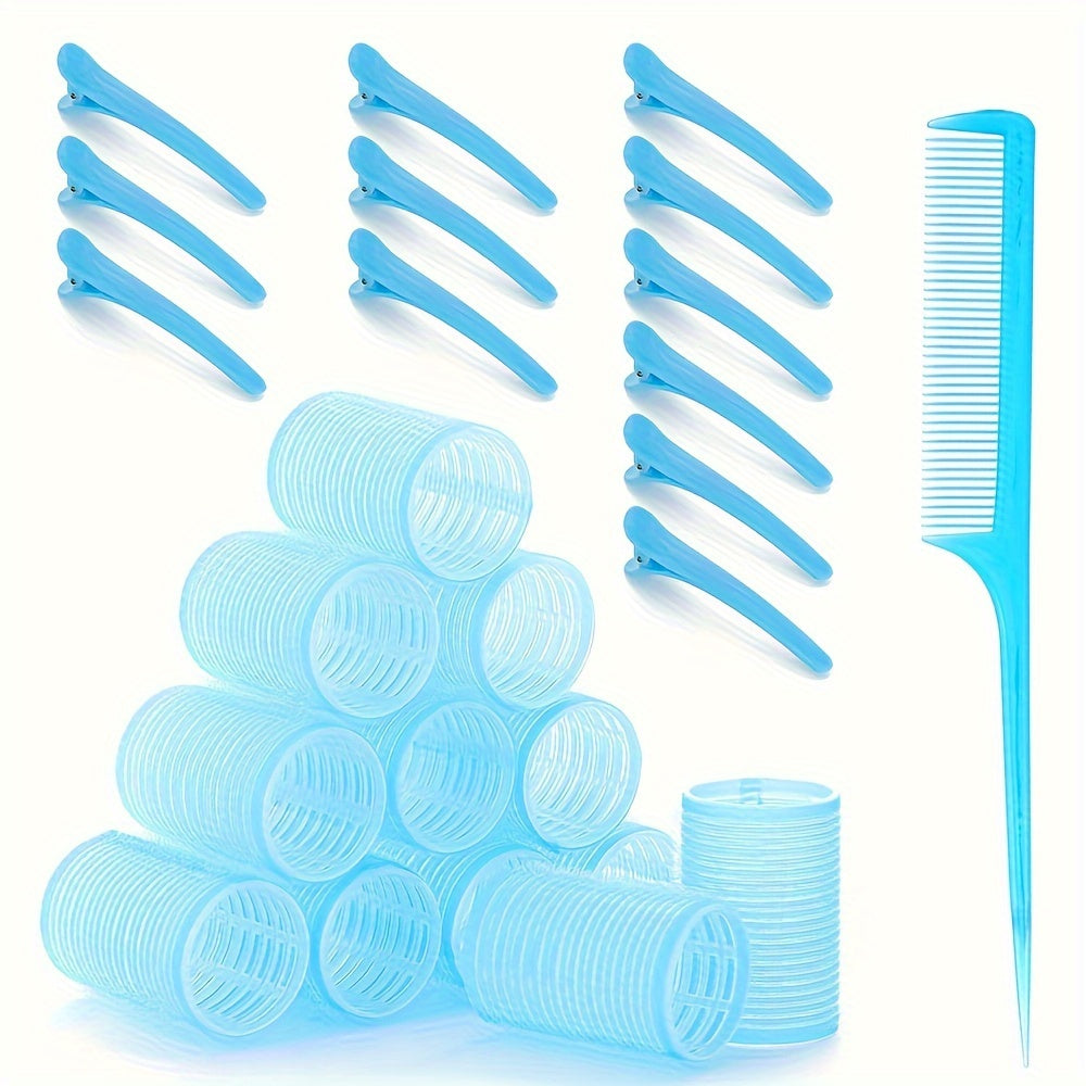 Pixor 25pcs Self-Adhesive Curling Iron and Clip Set, Including 12 Curling Irons and 12 Duckbill Clip Curling Irons And Comb