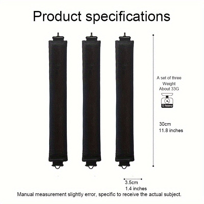 Pixor Plush Heatless Curling Rods - 3 Thickened Pieces Set with Hooks Sleep-Friendly Hair Styling Kit for Big Waves, Bedtime Curls, Voluminous Waves