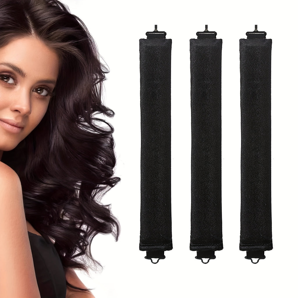 Pixor Plush Heatless Curling Rods - 3 Thickened Pieces Set with Hooks Sleep-Friendly Hair Styling Kit for Big Waves, Bedtime Curls, Voluminous Waves