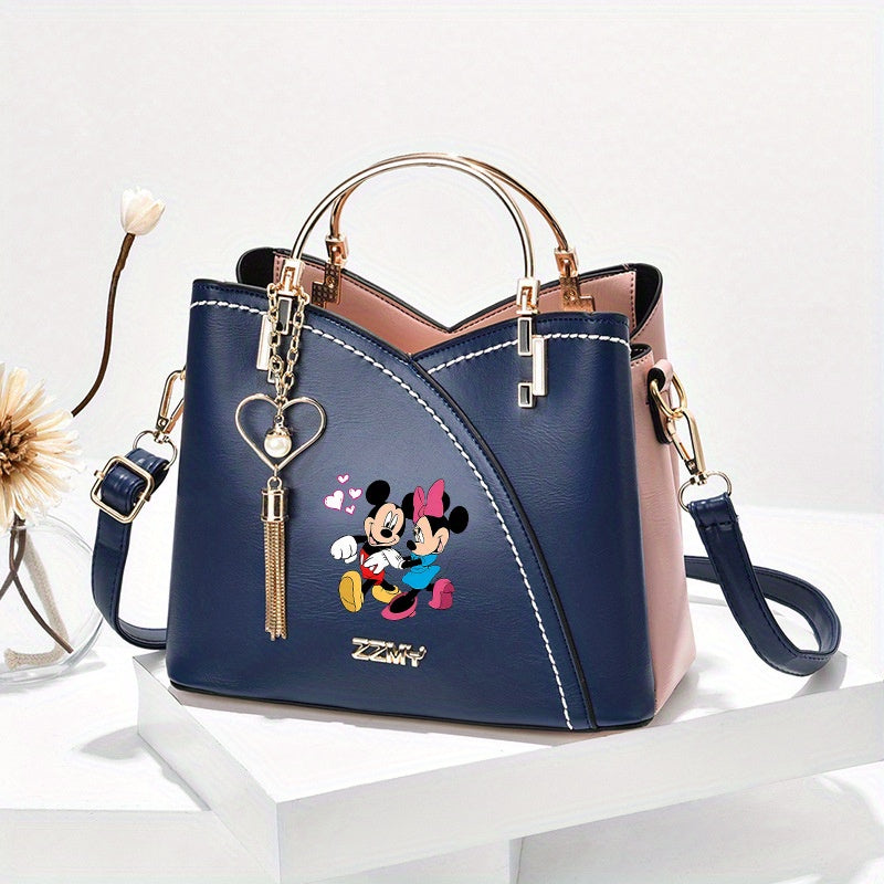 Pixor 1pc Disney Mickey and Minnie Cartoon Print Shoulder Bag