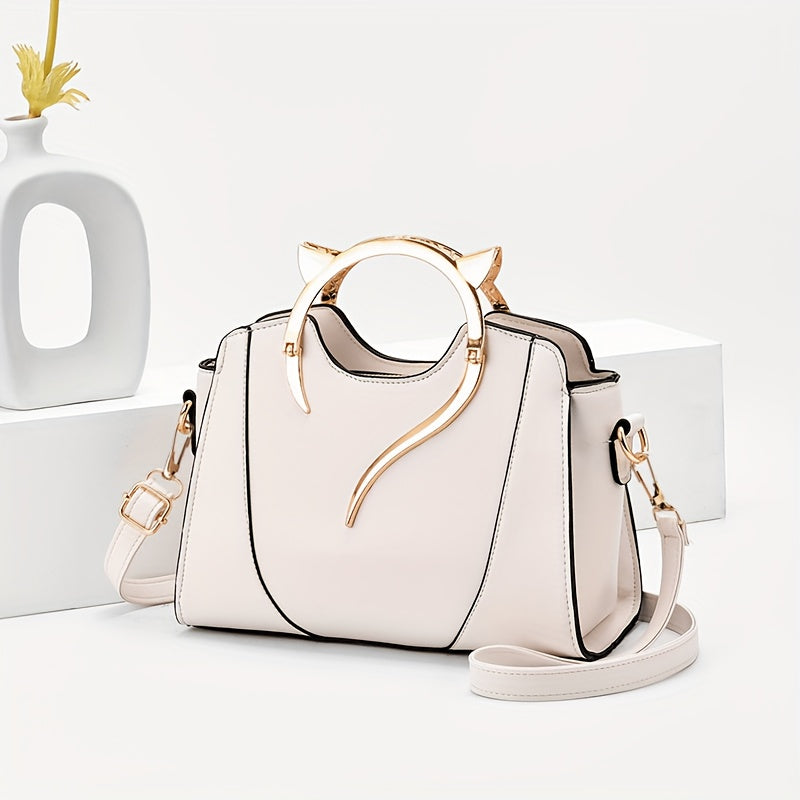 Pixor Classic Women's All-Match Elegant Tote Satchel Bag with Cat Ear Design Top Handles