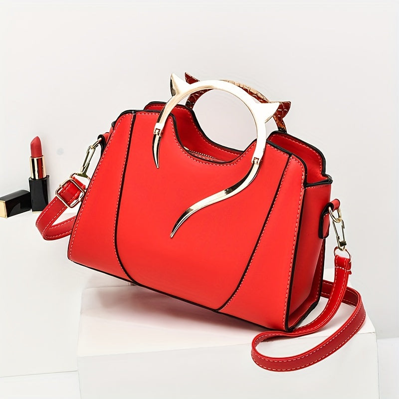 Pixor Classic Women's All-Match Elegant Tote Satchel Bag with Cat Ear Design Top Handles