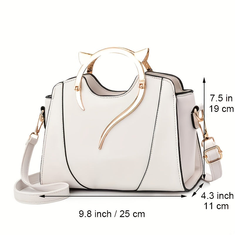 Pixor Classic Women's All-Match Elegant Tote Satchel Bag with Cat Ear Design Top Handles