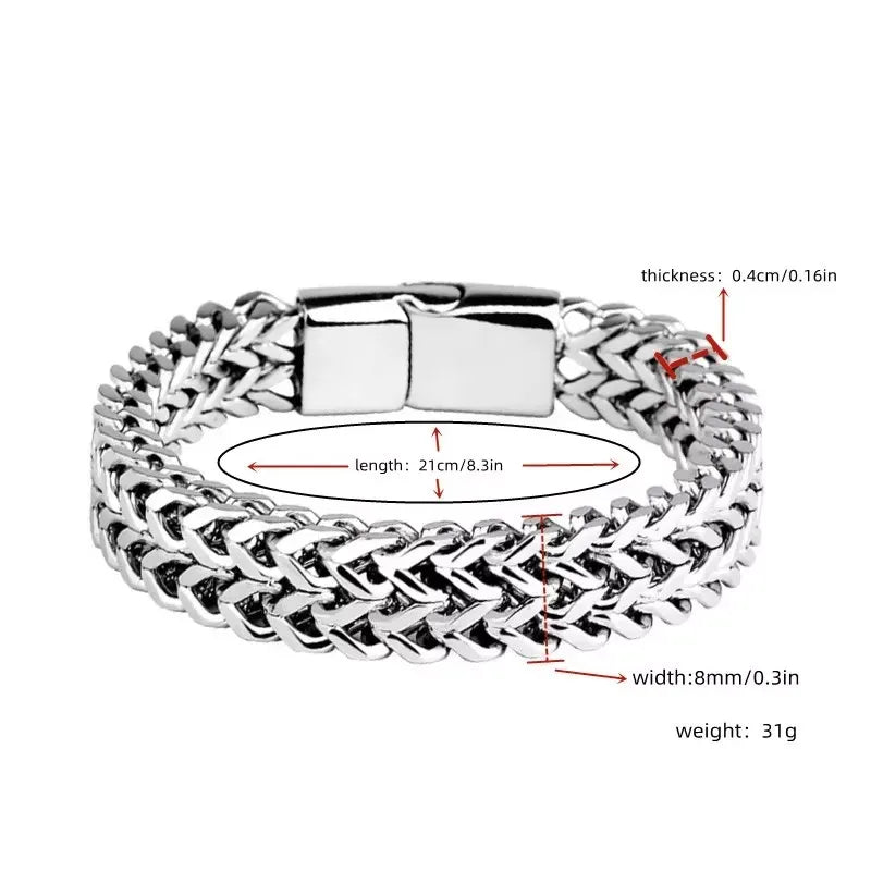 Pixor Stainless Steel Braided Double Row Front and Rear Fish Scale Alloy Magnetic Buckle Bracelet
