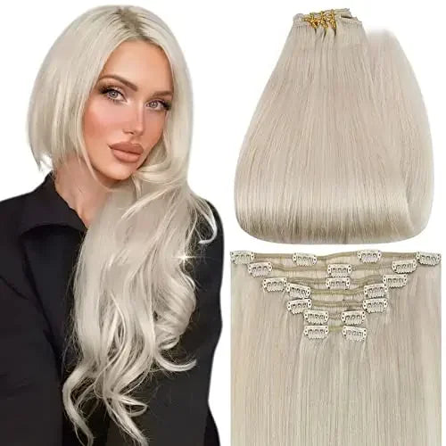Pixor Full Shine Human Hair Extensions Clip in Hair Extensions Human Hair 7PCS