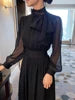 Spring Korean Stand Collar Tunic Slim Bandage Casual Maxi Dress For Women