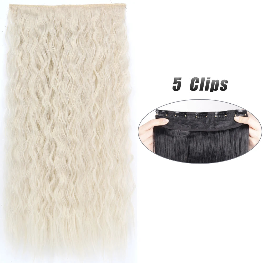 Pixor Synthetic 5 Clip In Hair Extensions Long Straight Hairstyle Hairpiece Black Brown Blonde Fake Hair For Women