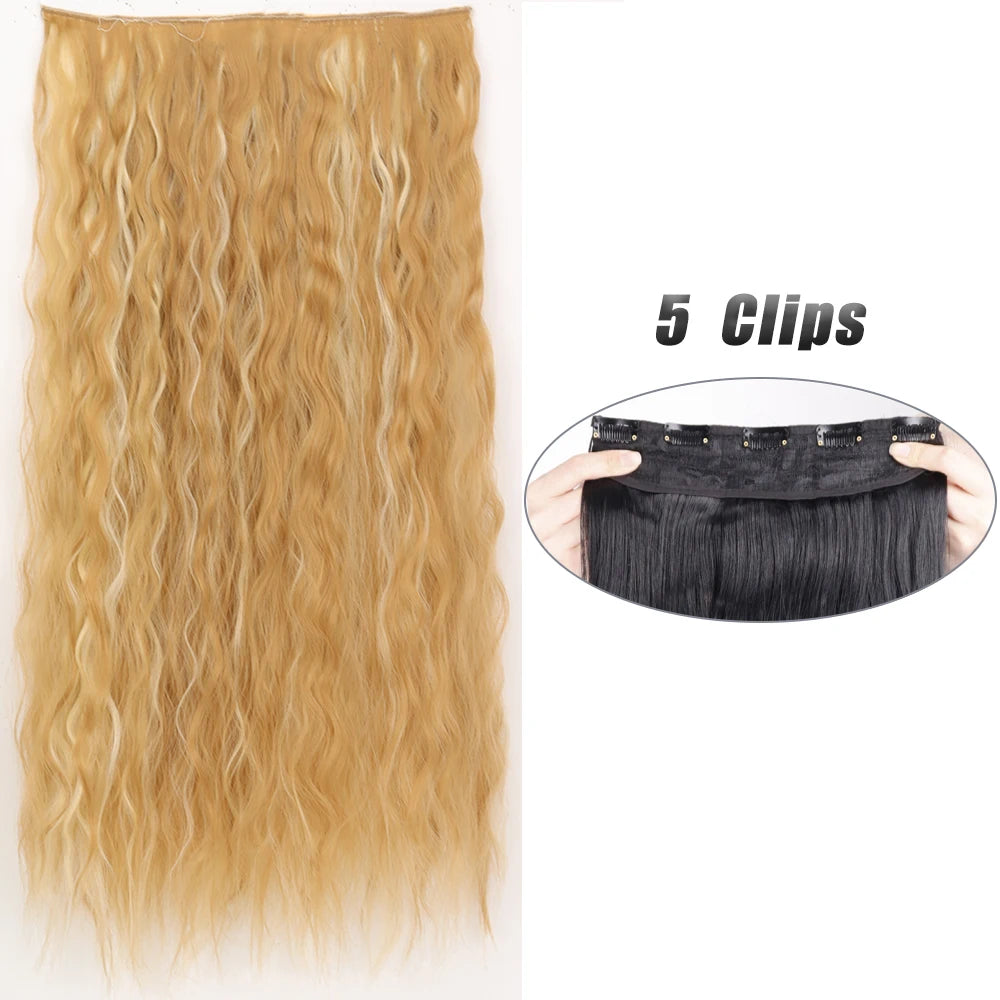 Pixor Synthetic 5 Clip In Hair Extensions Long Straight Hairstyle Hairpiece Black Brown Blonde Fake Hair For Women