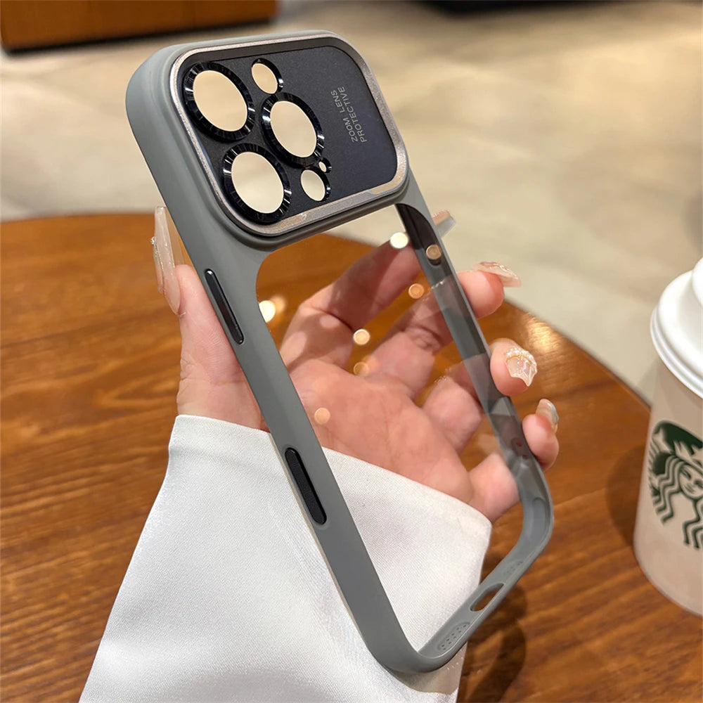 Pixor Luxury Magnetic Metal TPU Case For iPhone 17 16 15 14 Pro Max Plus Case Translucent Acrylic Hard Bumper Shockproof Protect Cover