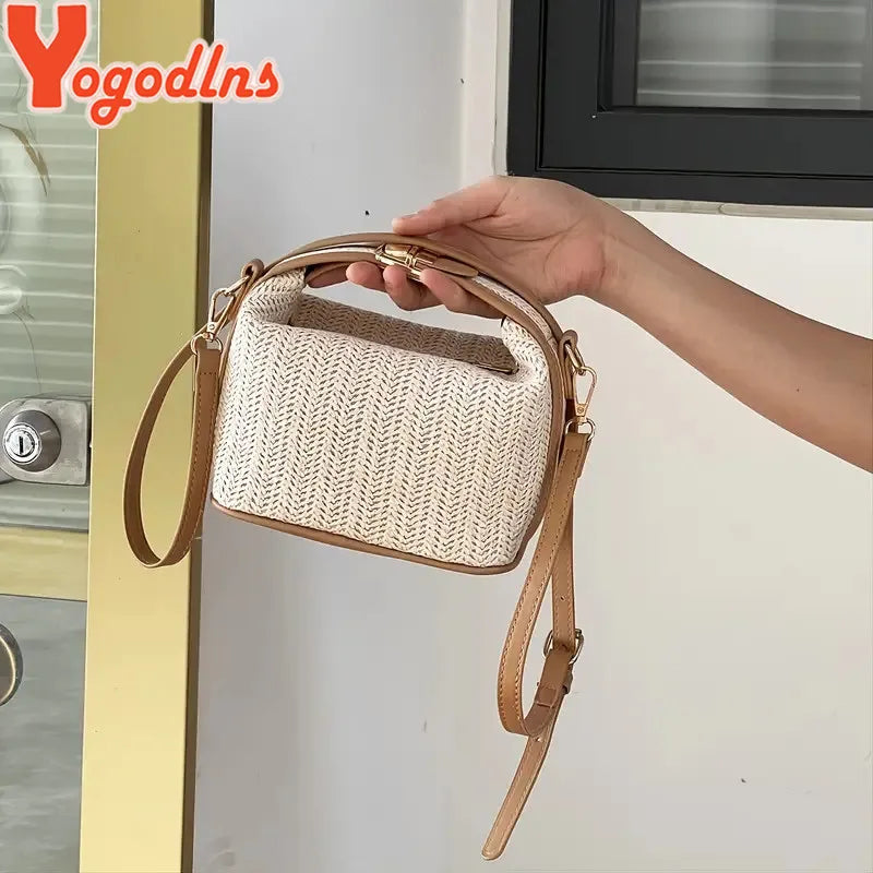 Yogodlns Summer Small Straw Handbag Trendy Shoulder Bag
