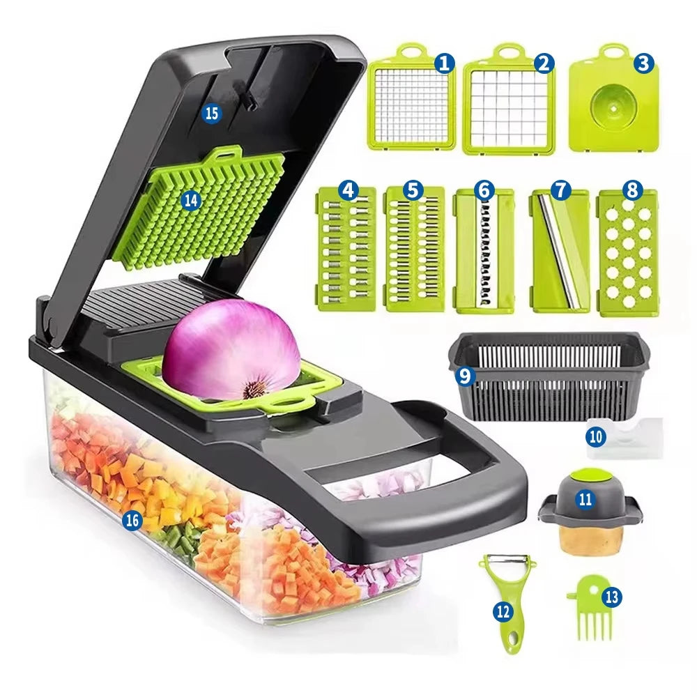 16 in 1 Multifunctional Vegetable Chopper Onion Chopper Handle Food Grate Food Chopper Kitchen tools