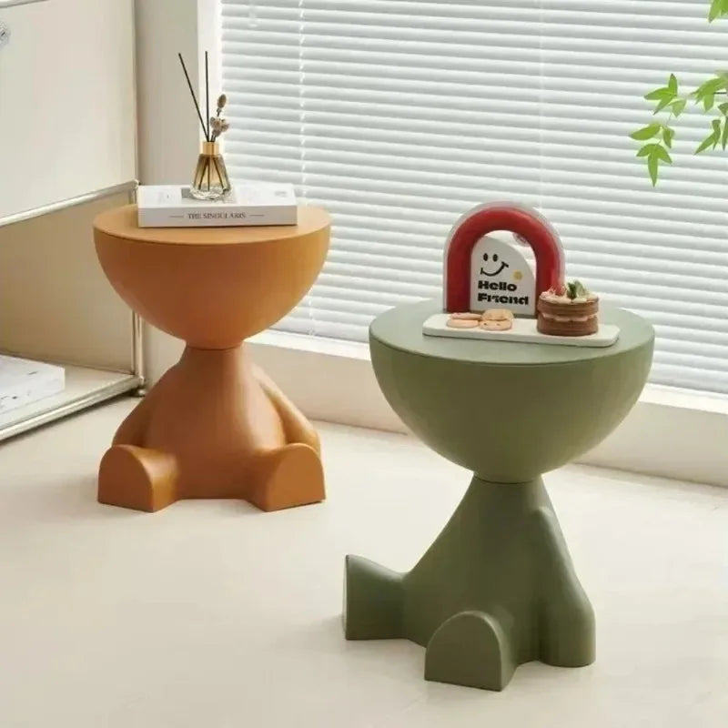 Pixor Cream Coffee Table Sofa Bed Side Table Modern Living Room Decor Creative Flat Head Plastic Round Tables