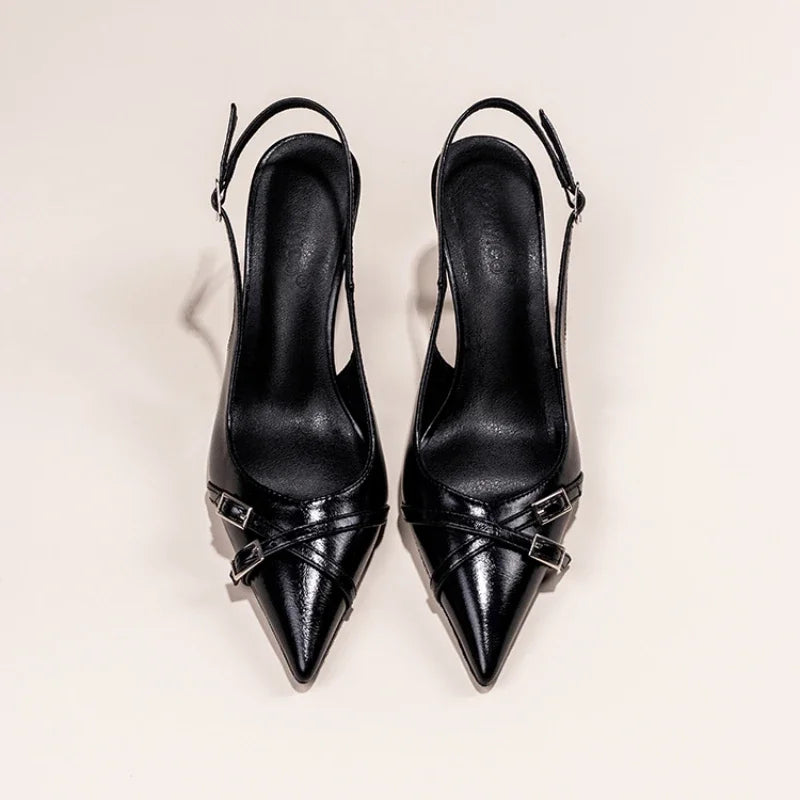 Pixor Fashionable Pointed Toe Shallow Mouth New High-heeled Stiletto Black Women's Shoes