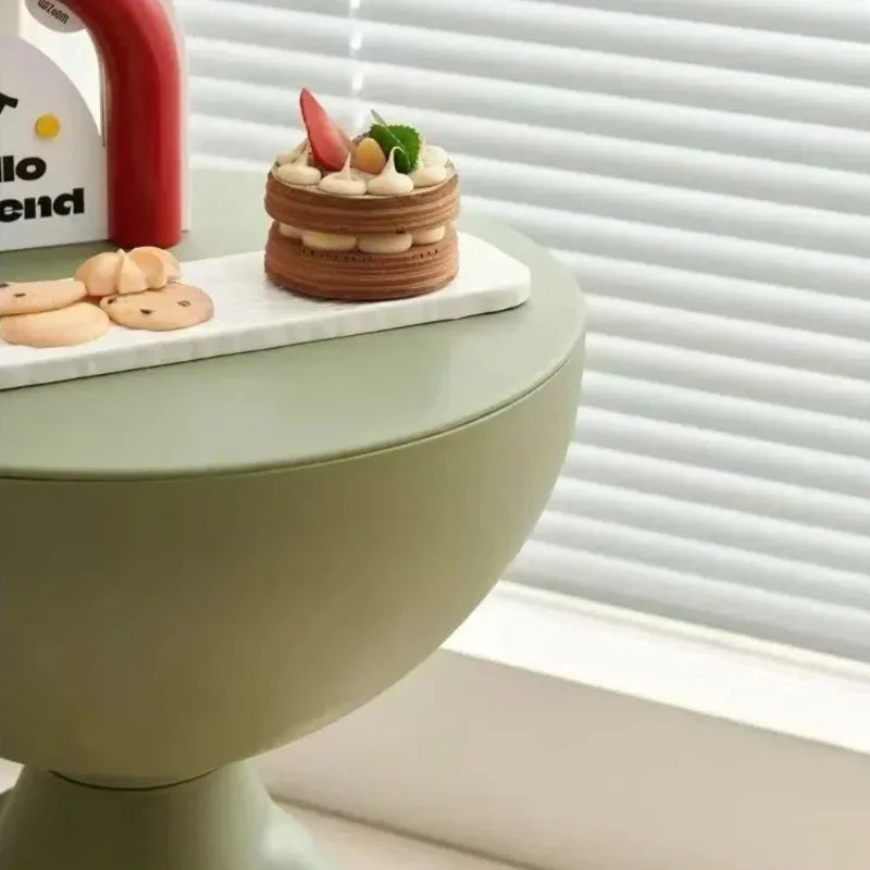 Pixor Cream Coffee Table Sofa Bed Side Table Modern Living Room Decor Creative Flat Head Plastic Round Tables