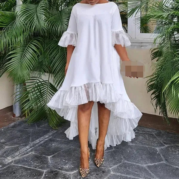 Pixor Lace Patchwork Half Sleeved Dress For Women's