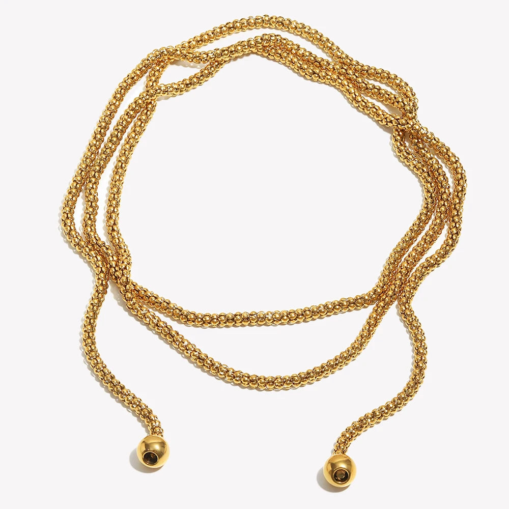 Pixor E.B.belle New Creative Multipile Layers Square Pearl Necklace 18K Gold Plated Stainless Steel Women