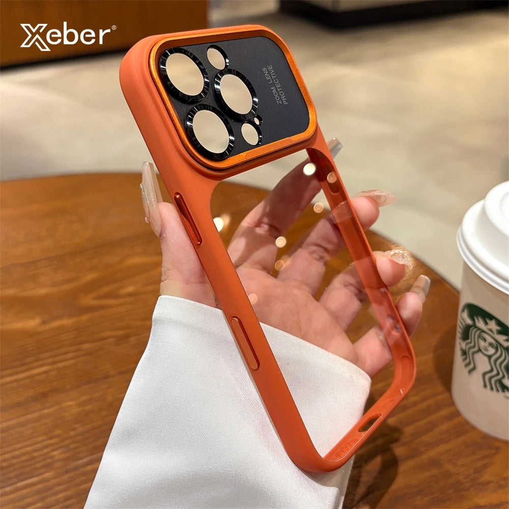 Pixor Luxury Magnetic Metal TPU Case For iPhone 17 16 15 14 Pro Max Plus Case Translucent Acrylic Hard Bumper Shockproof Protect Cover