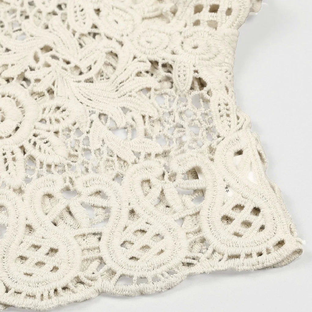 Pixor Women Short Sleeve Crochet Shrugs Hollow Out Flower Lace