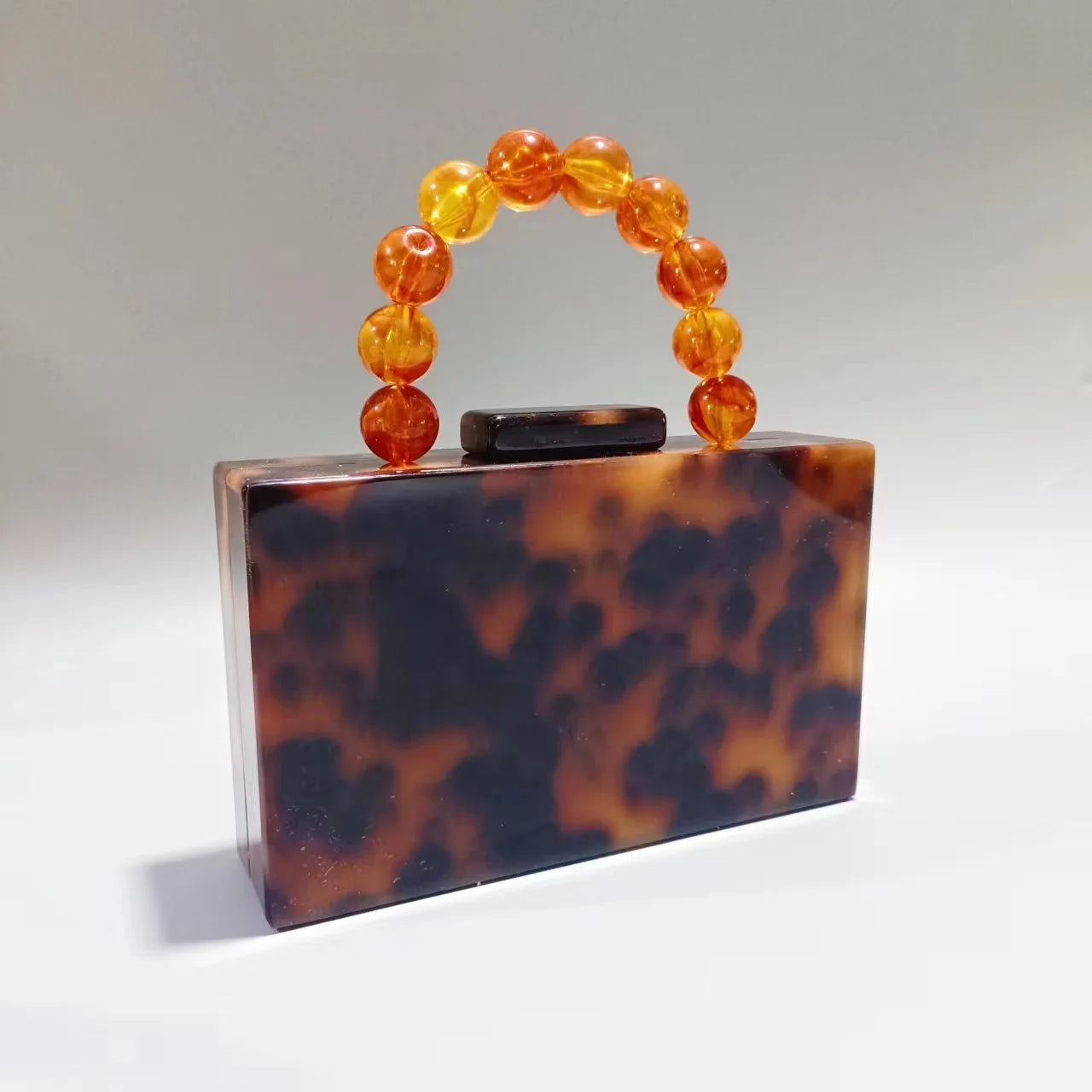 Pixor Bright Orange Marble Acrylic Box Evening Clutch Bags Women