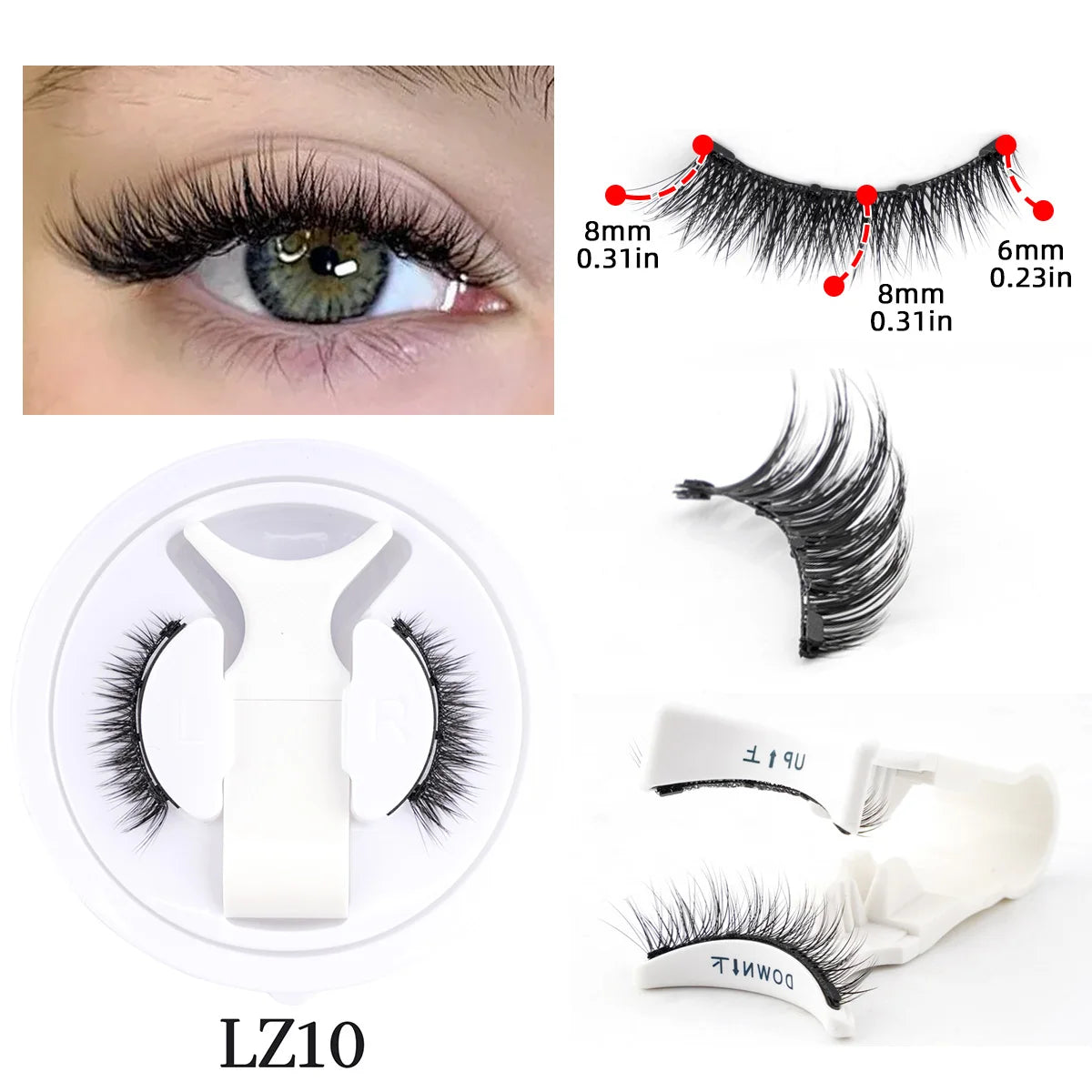 Pixor 1 Pair Magnetic Eyelashes Handmade Fluffy Faux Mink Lashes Reusable Natural False Eyelashes and Magnetic Tweezers