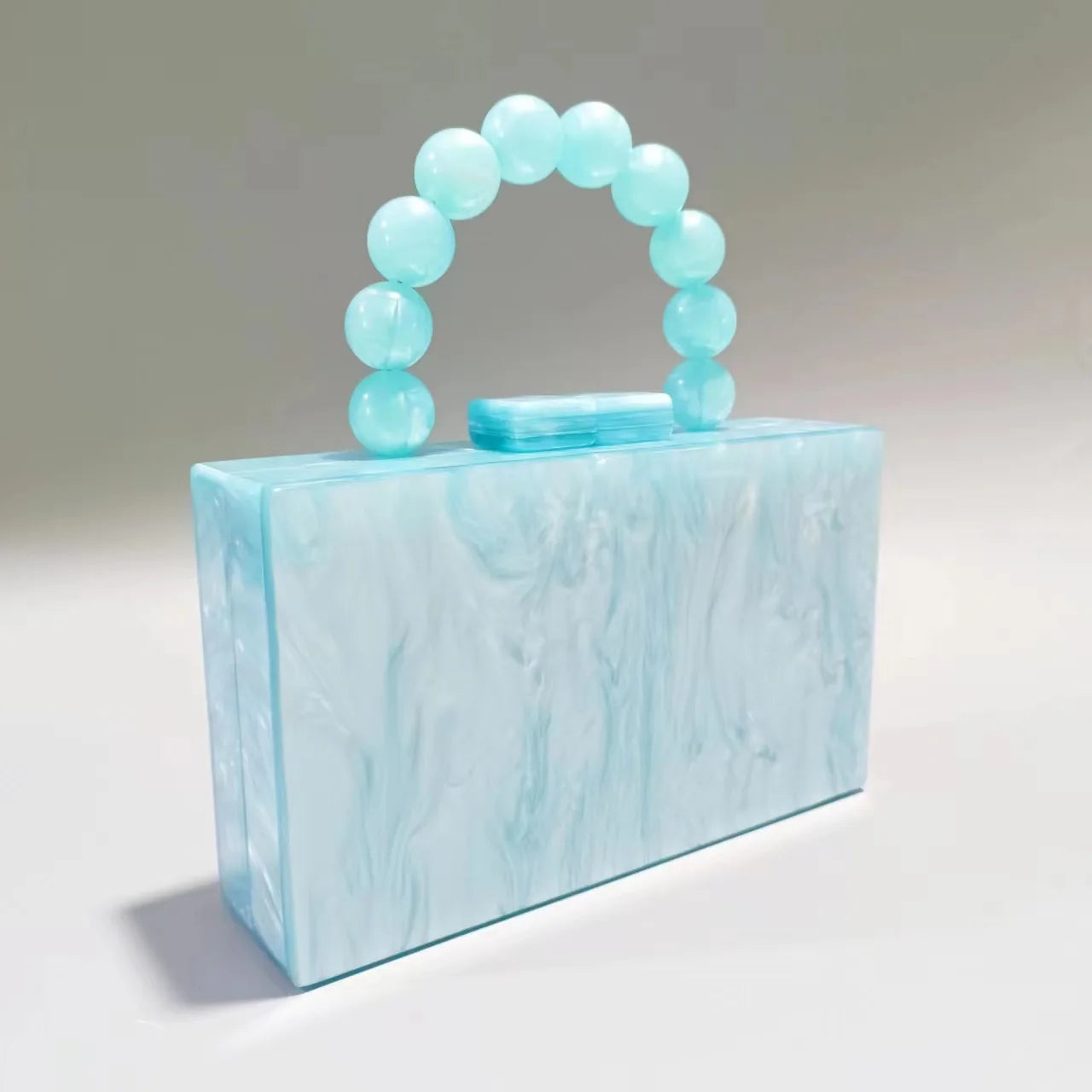 Pixor Bright Orange Marble Acrylic Box Evening Clutch Bags Women