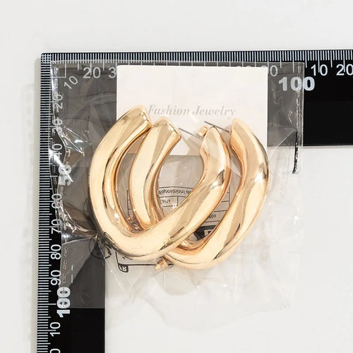 New Vintage Gold Color Irregular C-shaped Hoop Earrings for Women 2024 Punk Geometry Metal Earrings Hip Hop Party Jewelry gifts