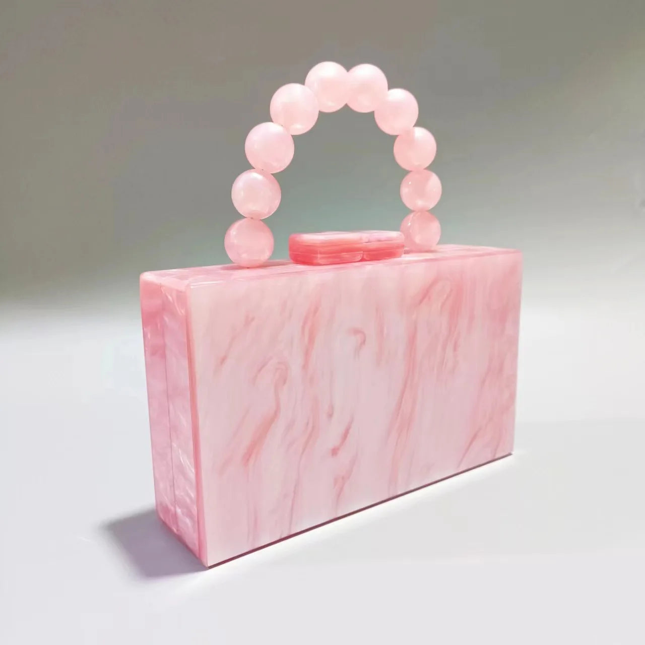 Pixor Bright Orange Marble Acrylic Box Evening Clutch Bags Women