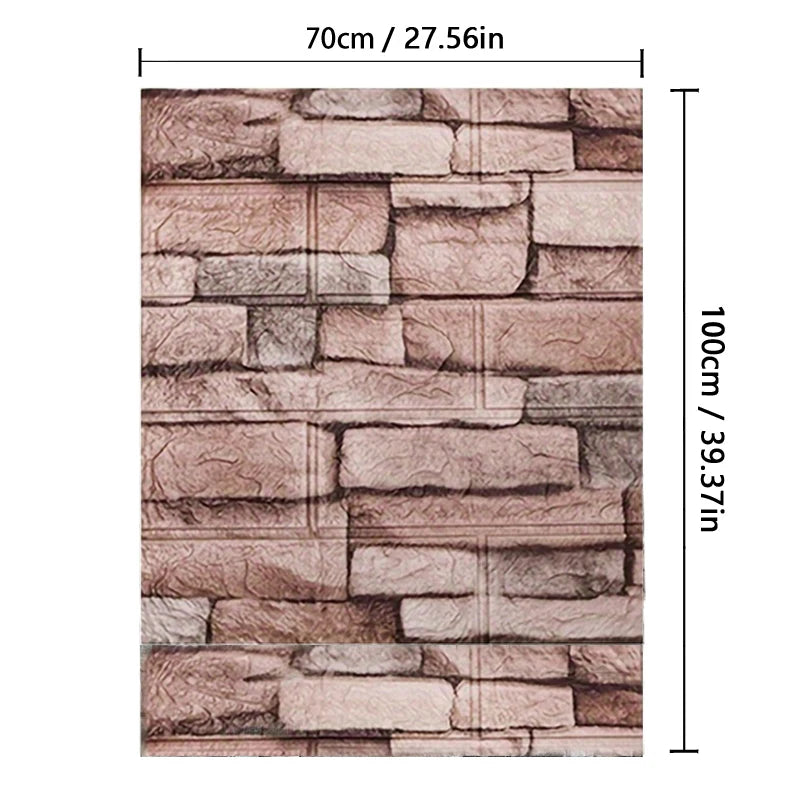 Pixor Various 3D Faux Brick Self Adhesive Vinyl Wallpaper