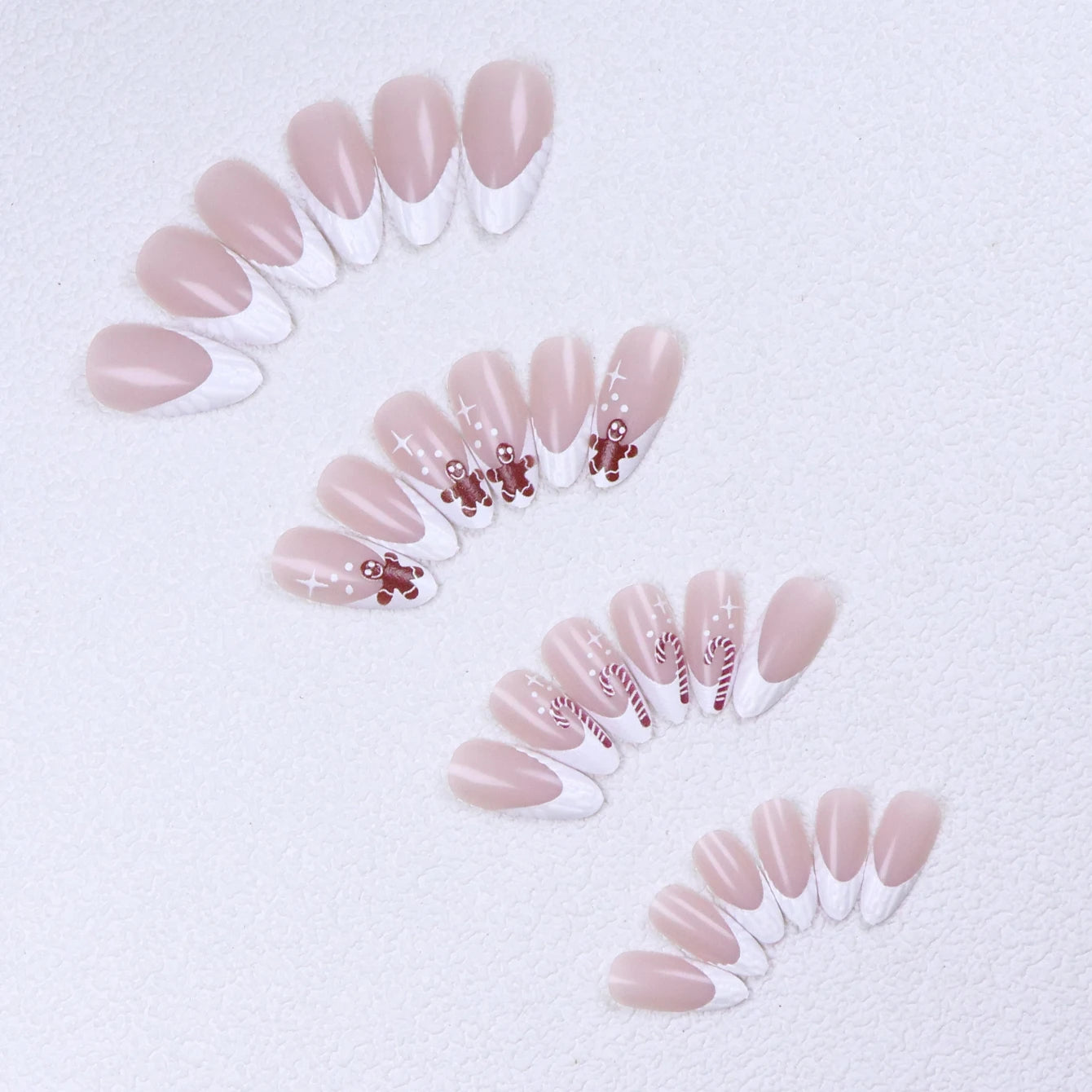 Pixor 24PCS Christmas Medium Almond French White Edge Sharp