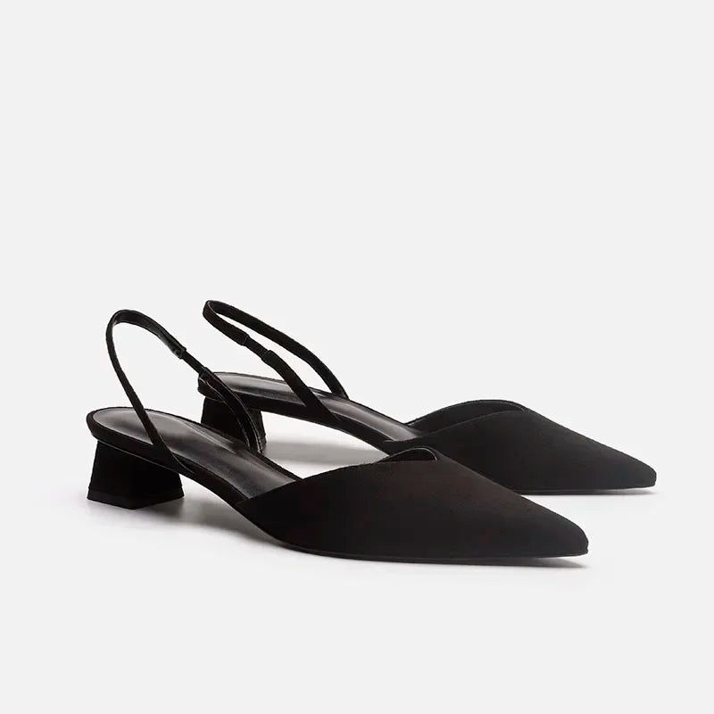 Pixor Summer 2025 New Women Black Baotou Fashion Sandals Woman Heels