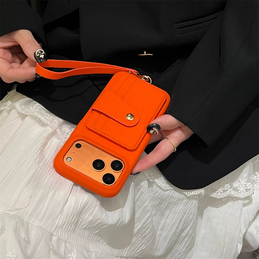 Pixor Retro Card Slot Pocket Wallet Card Bag Holder Case For iPhone 17 16 15 14 13 12 Pro Max Plus