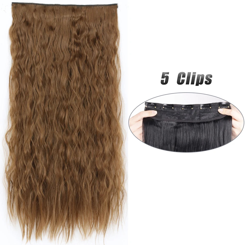 Pixor Synthetic 5 Clip In Hair Extensions Long Straight Hairstyle Hairpiece Black Brown Blonde Fake Hair For Women