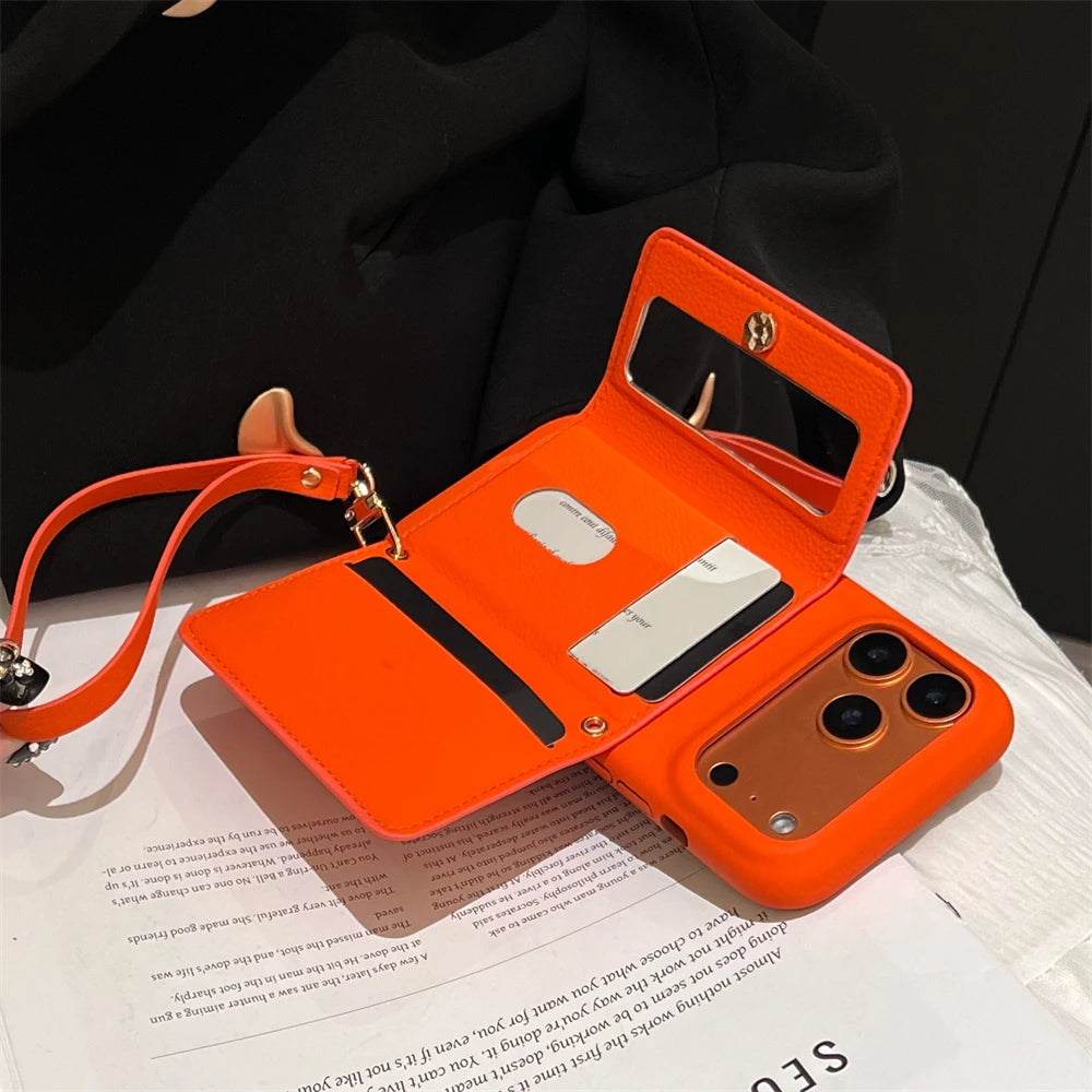Pixor Retro Card Slot Pocket Wallet Card Bag Holder Case For iPhone 17 16 15 14 13 12 Pro Max Plus