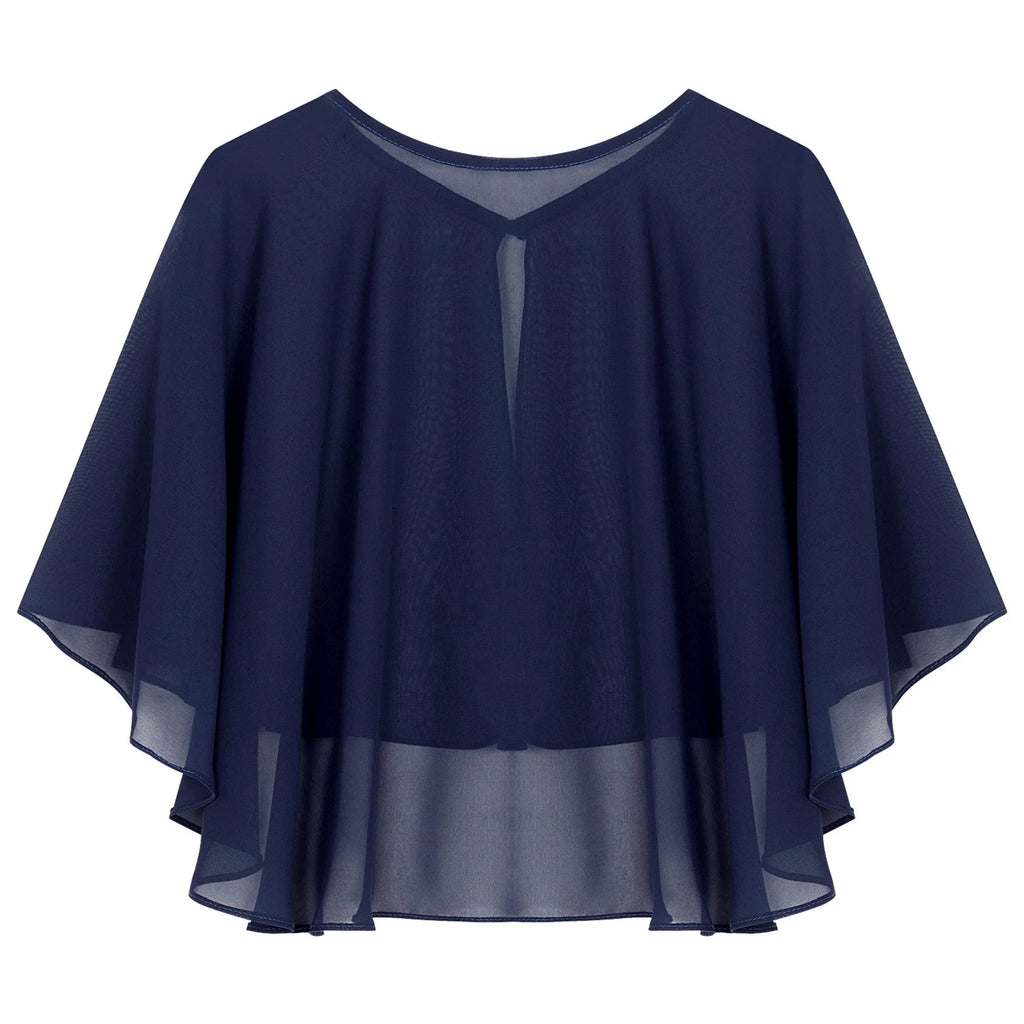 Women Elegant Bolero Wedding Bridal Shawl Top Thiin See-through Chiffon Shrug